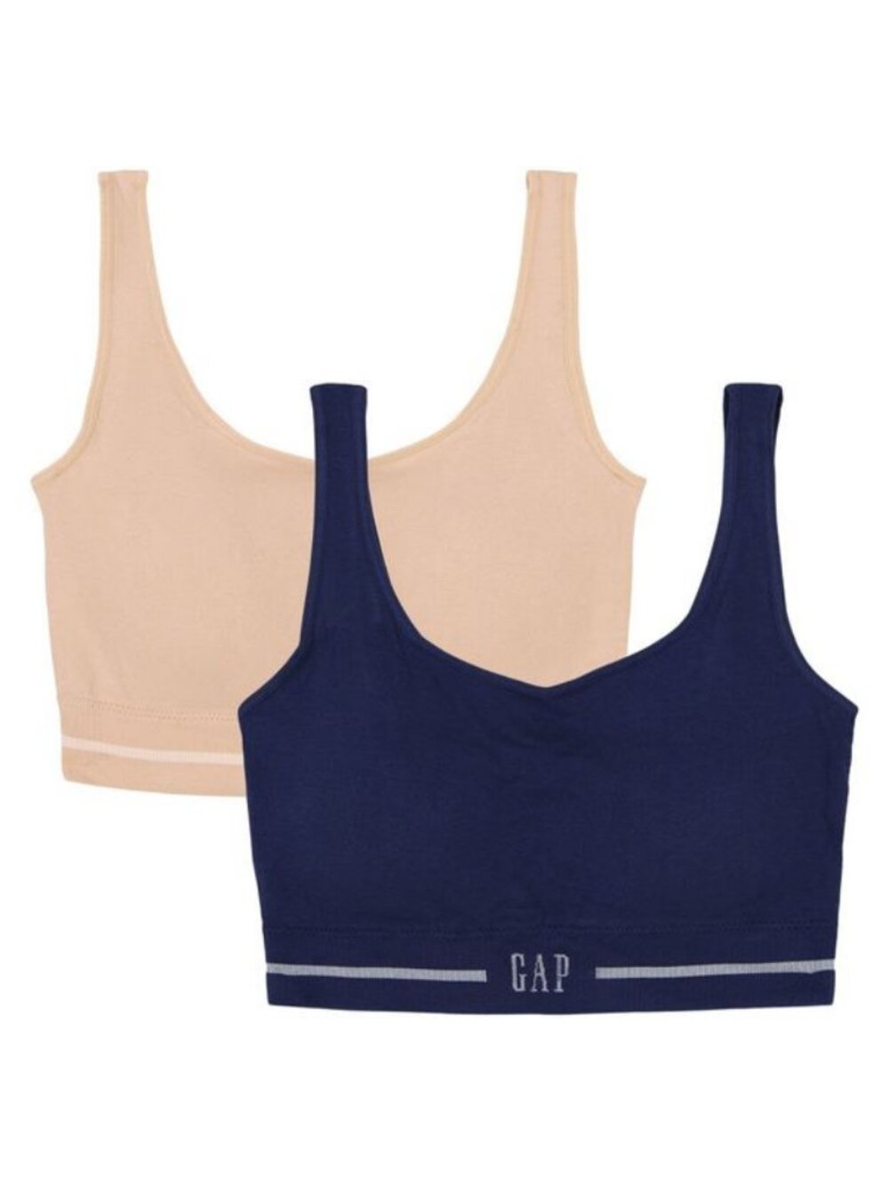 GapBody  2-Pack Seamless Cotton Comfort Sports Bra Blue/Neutral Pink, Medium NWT